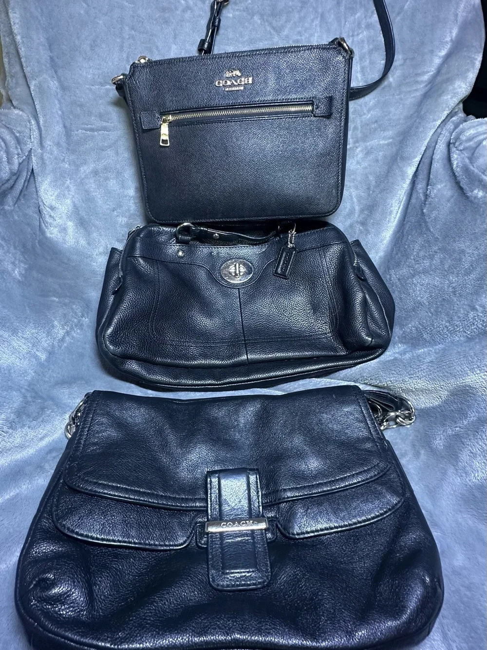 Coach Black Leather Trio of Shoulder & Crossbody Bags